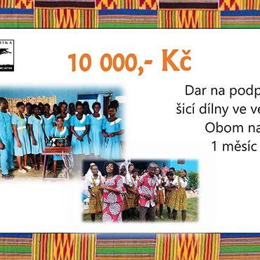 Dar na podporu šicí dílny ve vesnici Obom na 1 měsíc - 10 000,-Kč